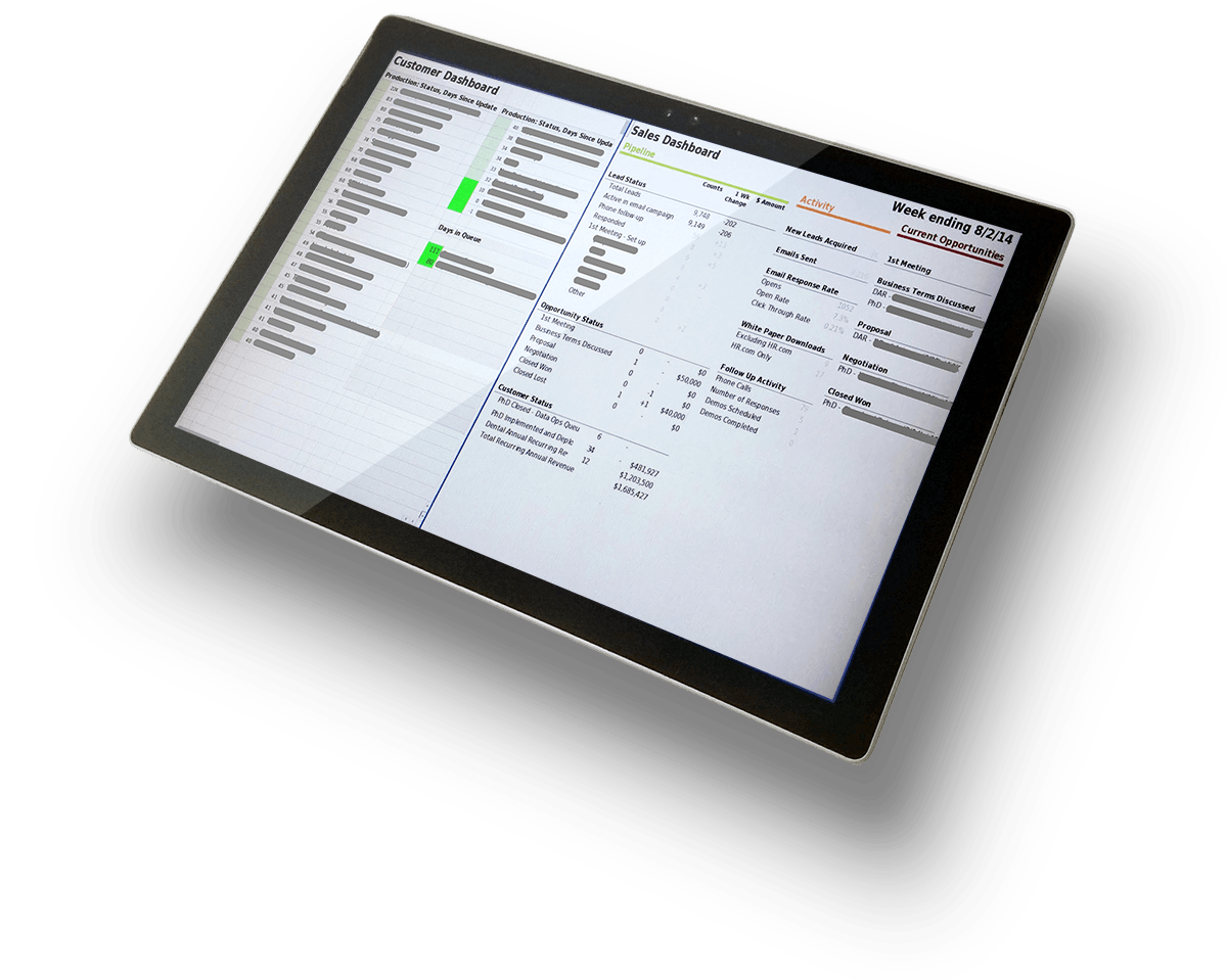 Image of a data processing report on a tablet.